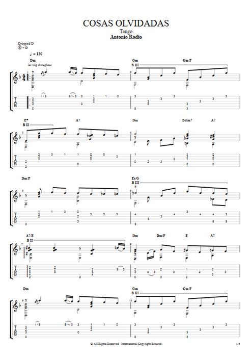 Cosas Olvidadas Antonio Rodio guitar pro tab AGuitar Solo Guitar mysongbook
