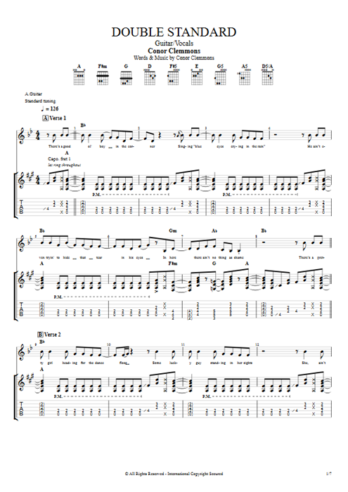 Double Standard Conor Clemmons guitar pro tab Full Score Guitar & Vocals mysongbook