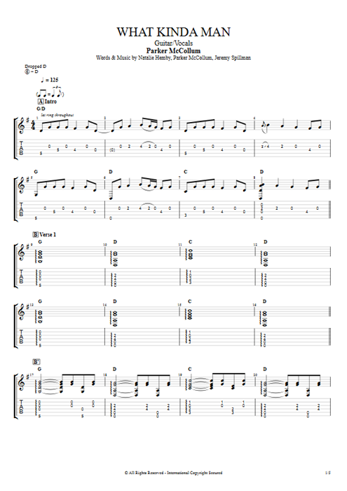 What Kinda Man Parker McCollum guitar pro tab AGuitar Guitar & Vocals mysongbook