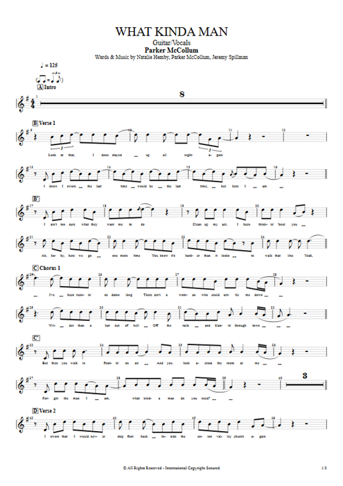What Kinda Man Parker McCollum guitar pro tab Vocals Guitar & Vocals mysongbook