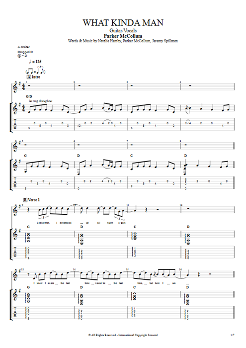 What Kinda Man Parker McCollum guitar pro tab Full Score Guitar & Vocals mysongbook