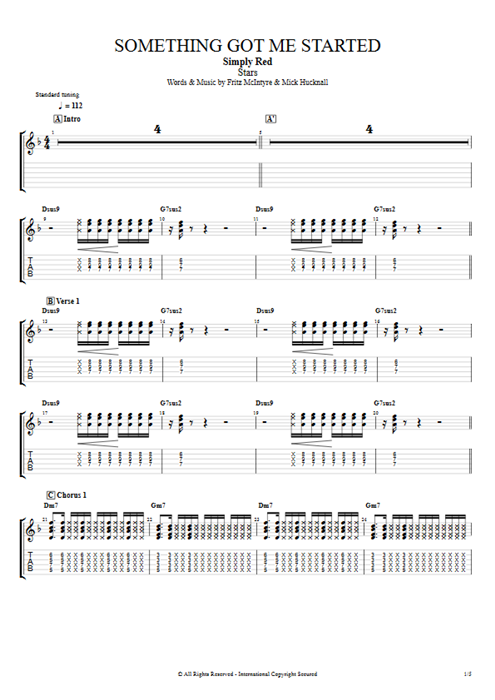 Something Got Me Started Simply Red guitar pro tab EGuitar Full Score mysongbook