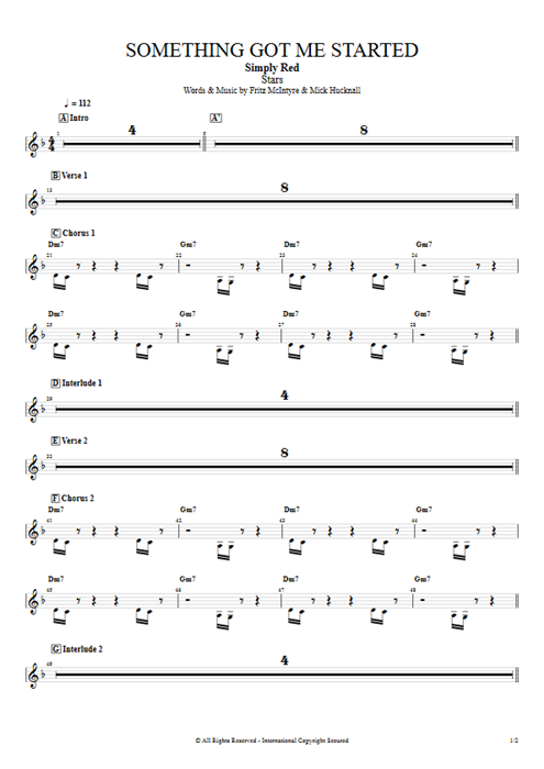 Something Got Me Started Simply Red guitar pro tab Organ Full Score mysongbook