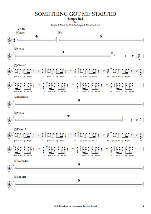 Something Got Me Started Simply Red guitar pro tab BackVocII Full Score mysongbook