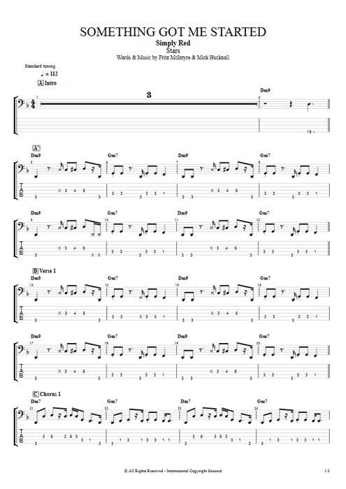 Something Got Me Started Simply Red guitar pro tab EBass Guitar, Bass & Backing Track mysongbook