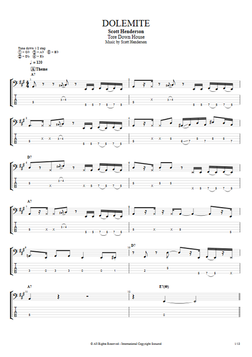 Dolemite Scott Henderson guitar pro tab EBass Full Score mysongbook