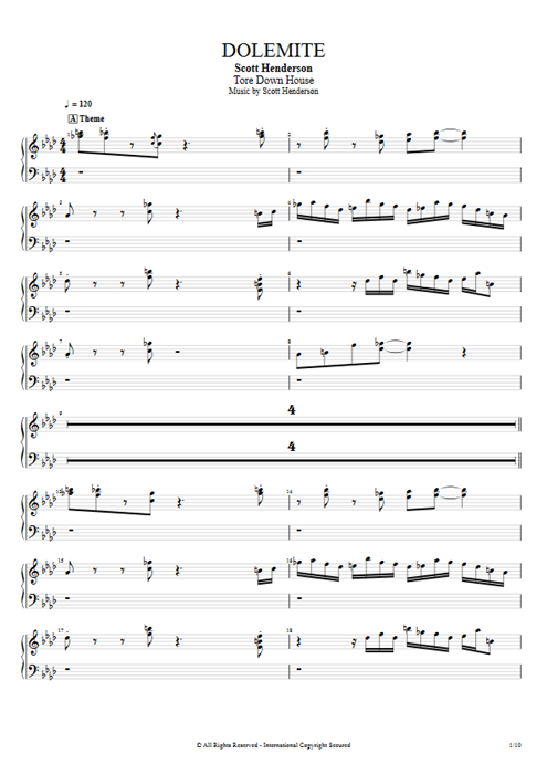 Dolemite Scott Henderson guitar pro tab Organ Full Score mysongbook