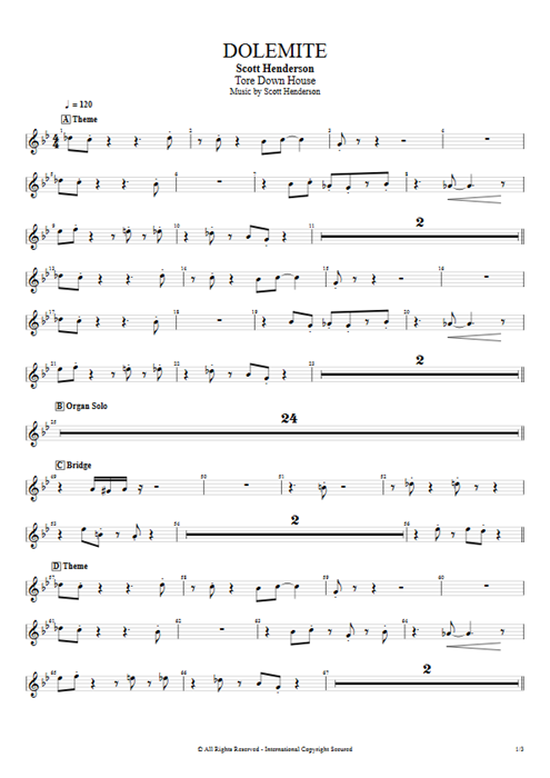 Dolemite Scott Henderson guitar pro tab Trumpets Full Score mysongbook