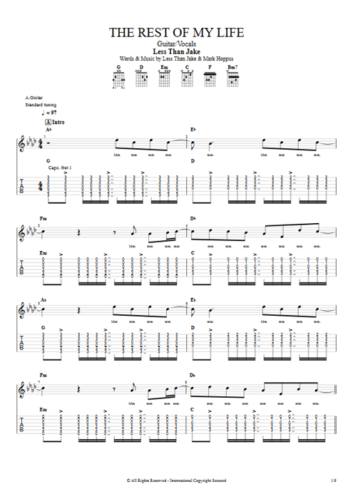The Rest of My Life Less Than Jake guitar pro tab Full Score Guitar & Vocals mysongbook