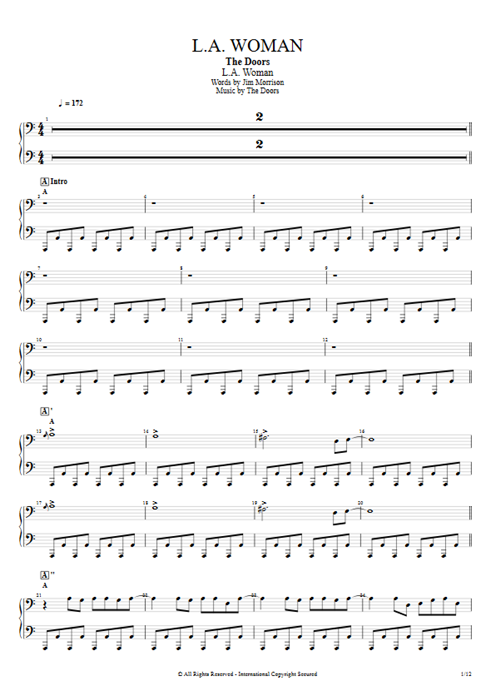 L.A. Woman The Doors guitar pro tab EPiano Full Score mysongbook
