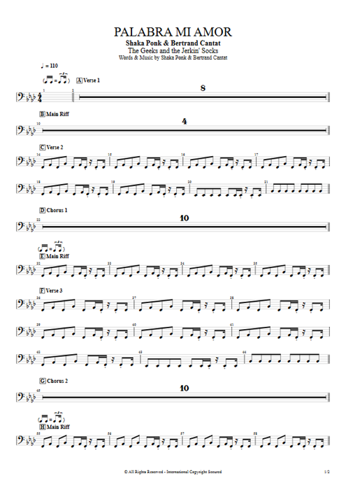 Palabra mi amor Shaka Ponk guitar pro tab SawLead Full Score mysongbook