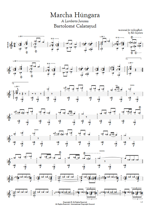 Marcha Húngara Bartolomé Calatayud guitar pro tab AGuitar Solo Guitar mysongbook