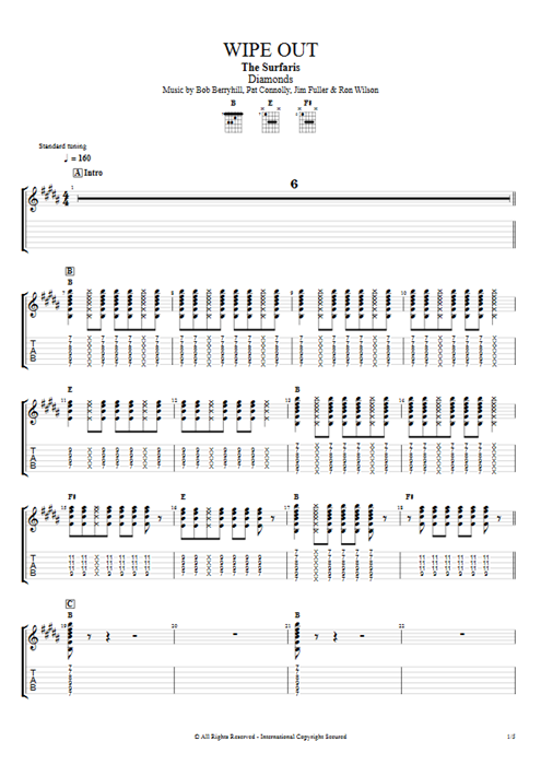 Wipe Out The Surfaris guitar pro tab EGuitarI Full Score mysongbook