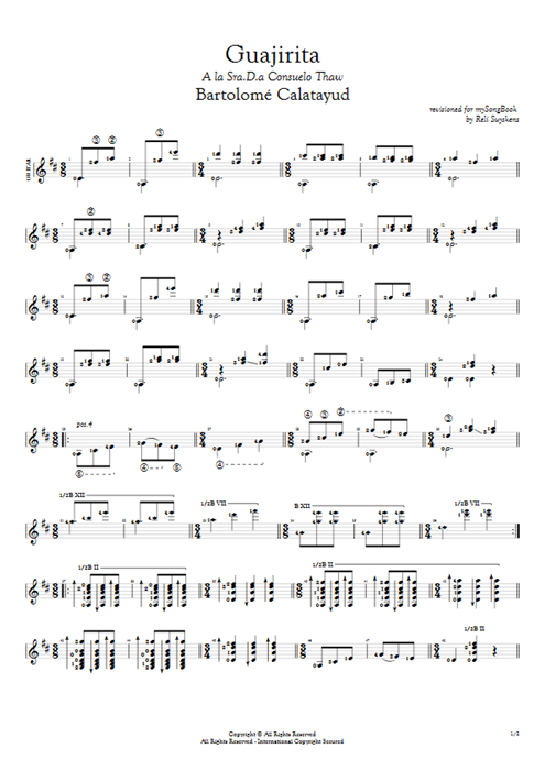 Guajirita Bartolomé Calatayud guitar pro tab AGuitar Solo Guitar mysongbook