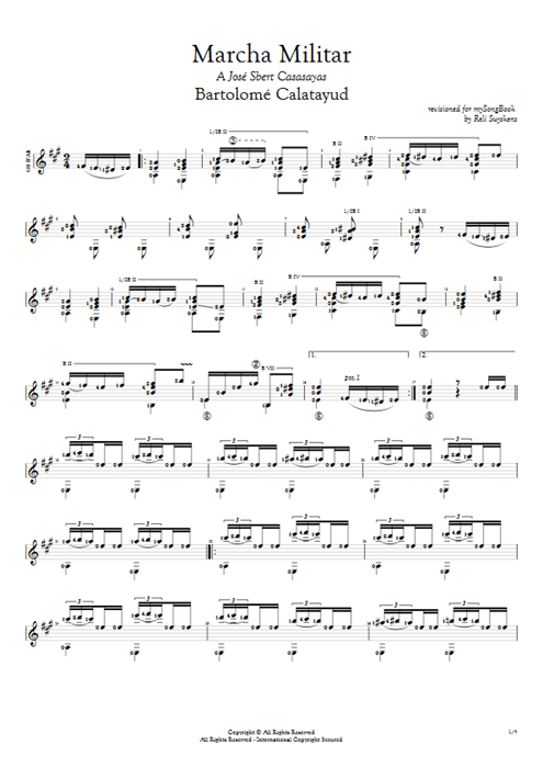 Marcha Militar Bartolomé Calatayud guitar pro tab AGuitar Solo Guitar mysongbook