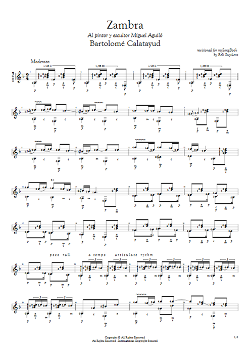 Zambra Bartolomé Calatayud guitar pro tab AGuitar Solo Guitar mysongbook