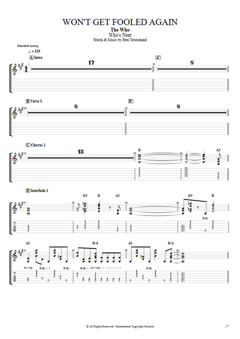 Won't Get Fooled Again The Who guitar pro tab EGuitarII Guitars, Bass & Backing Track mysongbook
