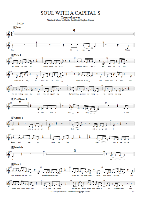 Soul with a Capital "S" Tower of Power guitar pro tab Vocals Guitar & Backing Track mysongbook