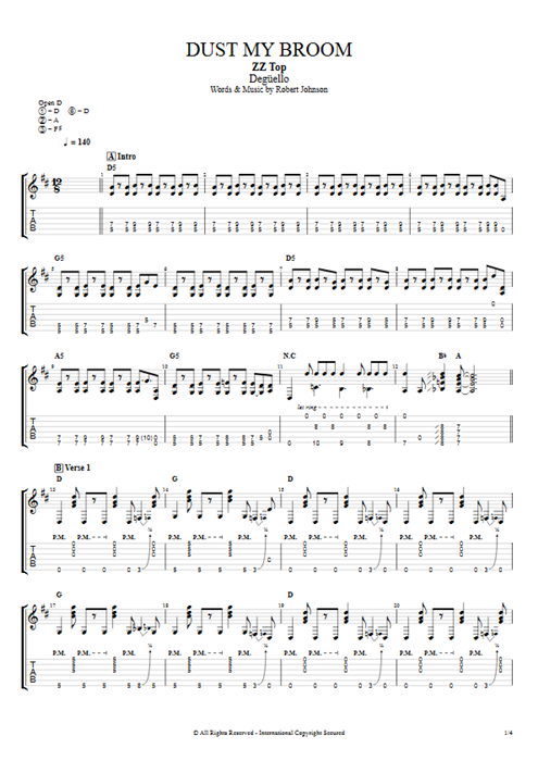 Dust My Broom ZZ Top guitar pro tab EGuitarII Guitars, Bass & Backing Track mysongbook