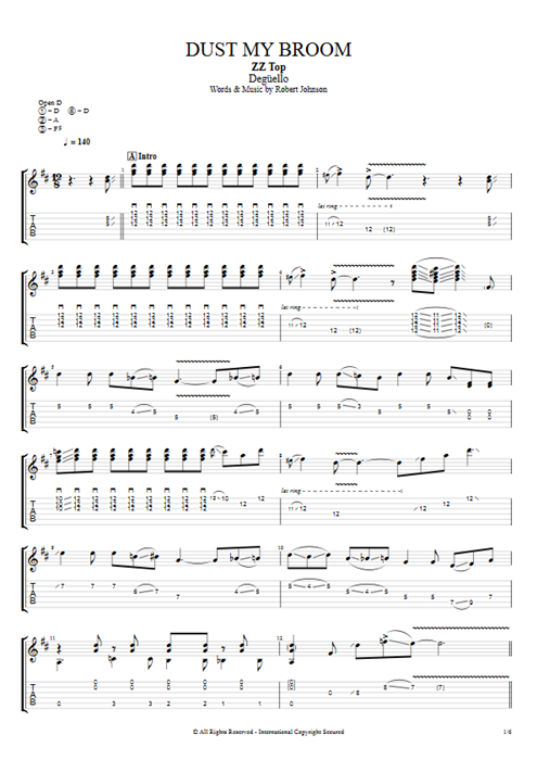 Dust My Broom ZZ Top guitar pro tab EGuitarIII Guitars, Bass & Backing Track mysongbook