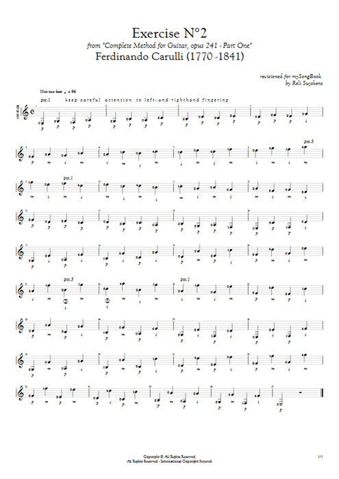 Opus 241 Part One Exercise N°2 Ferdinando Carulli guitar pro tab AGuitar Solo Guitar mysongbook
