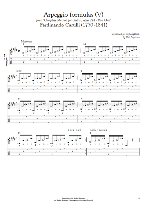 Opus 241 Part One Arpeggio Formulas (V) Ferdinando Carulli guitar pro tab AGuitar Solo Guitar mysongbook