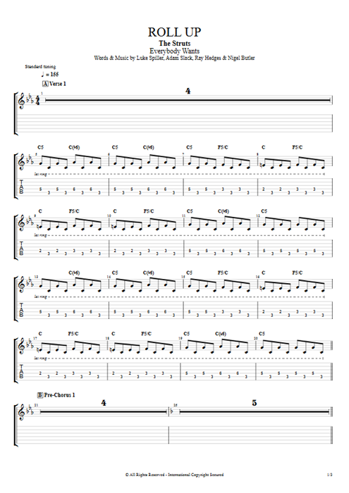 Roll Up The Struts guitar pro tab EGuitarI Full Score mysongbook
