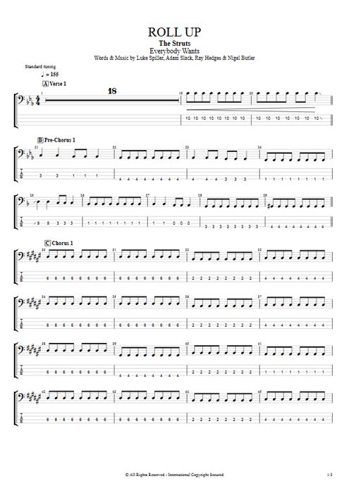 Roll Up The Struts guitar pro tab EBass Full Score mysongbook