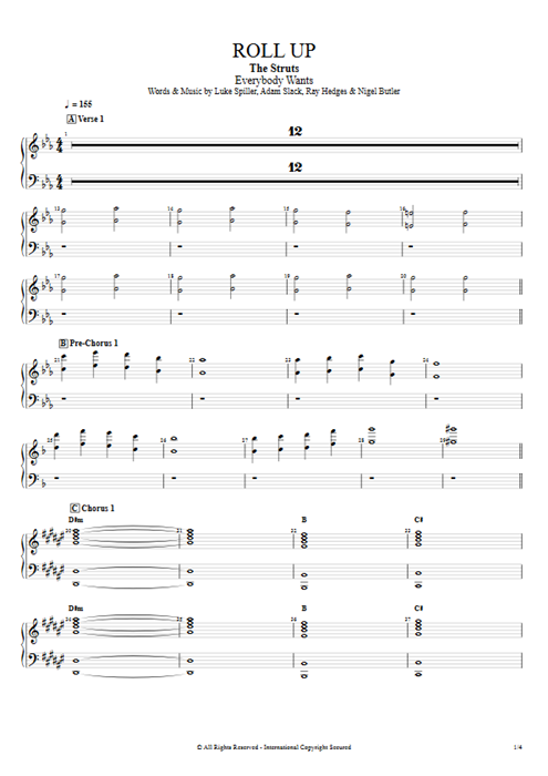 Roll Up The Struts guitar pro tab Piano Full Score mysongbook