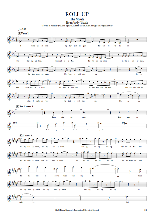 Roll Up The Struts guitar pro tab Vocals Full Score mysongbook