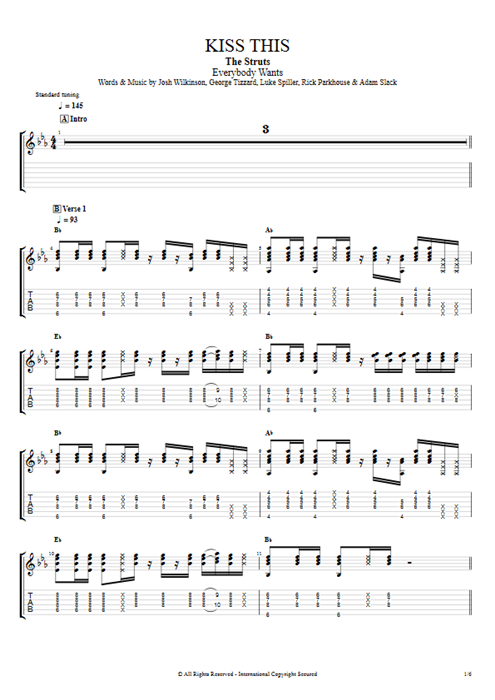 Kiss This The Struts guitar pro tab EGuitarII Guitars, Bass & Backing Track mysongbook