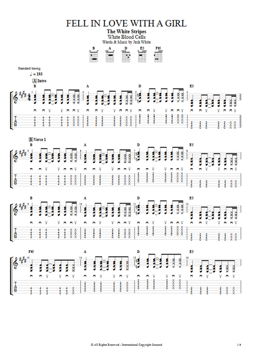 Fell in Love with a Girl The White Stripes guitar pro tab EGuitarI Full Score mysongbook