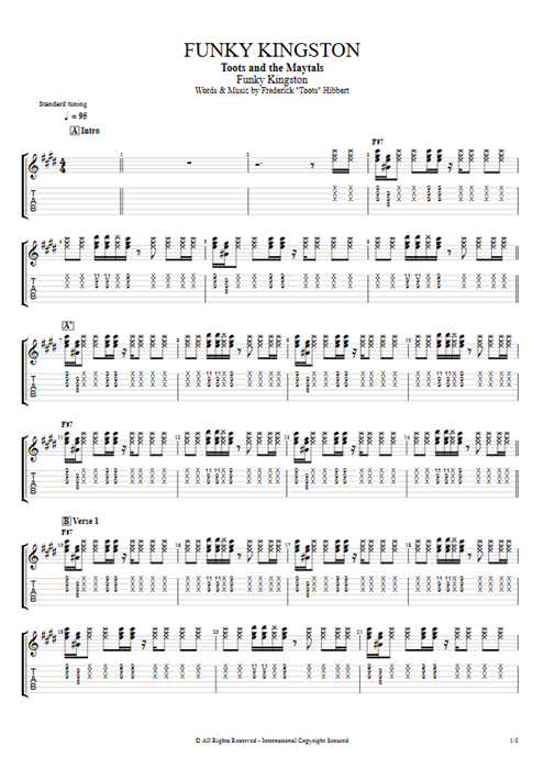 Funky Kingston Toots and the Maytals guitar pro tab EGuitarII Full Score mysongbook