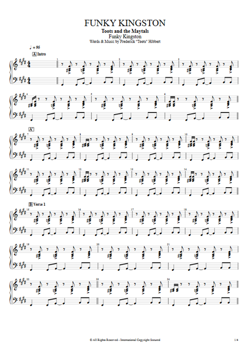 Funky Kingston Toots and the Maytals guitar pro tab Piano Full Score mysongbook