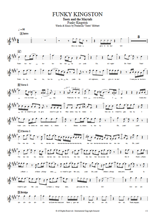 Funky Kingston Toots and the Maytals guitar pro tab Vocals Full Score mysongbook