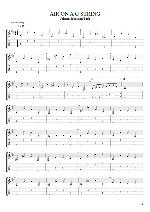 Air on a G String Johann Sebastian Bach guitar pro tab AGuitarIII Guitars mysongbook
