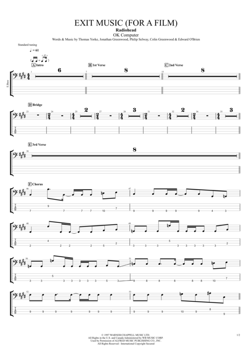 Exit Music (For a Film) Radiohead guitar pro tab EBass Full Score mysongbook