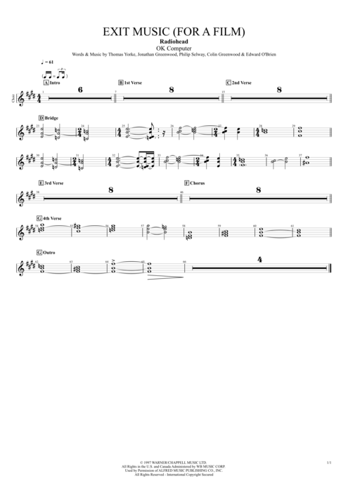 Exit Music (For a Film) Radiohead guitar pro tab SynthI Full Score mysongbook