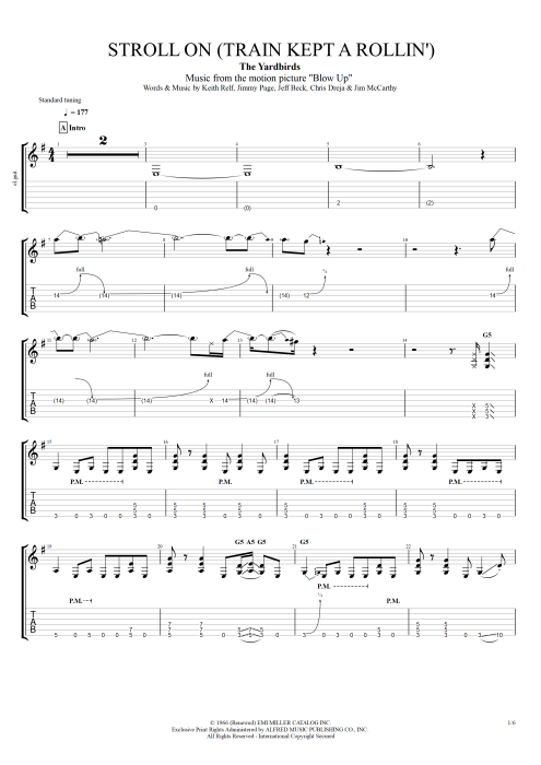 Stroll On (Train Kept a Rollin') The Yardbirds guitar pro tab EGuitarI Full Score mysongbook