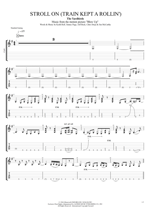 Stroll On (Train Kept a Rollin') The Yardbirds guitar pro tab EGuitarII Full Score mysongbook