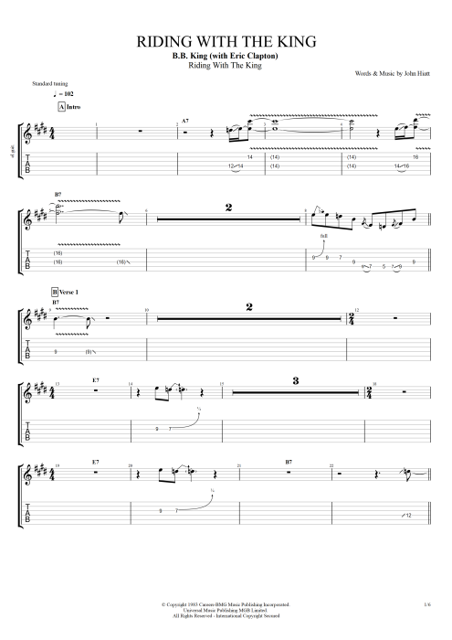 Riding with the King B.B. King guitar pro tab EGuitarII Full Score mysongbook