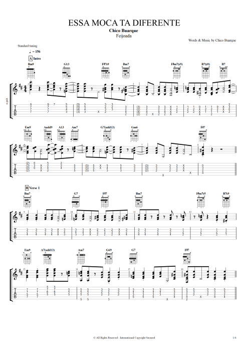 Essa moça tà diferente Chico Buarque guitar pro tab AGuitar Full Score mysongbook