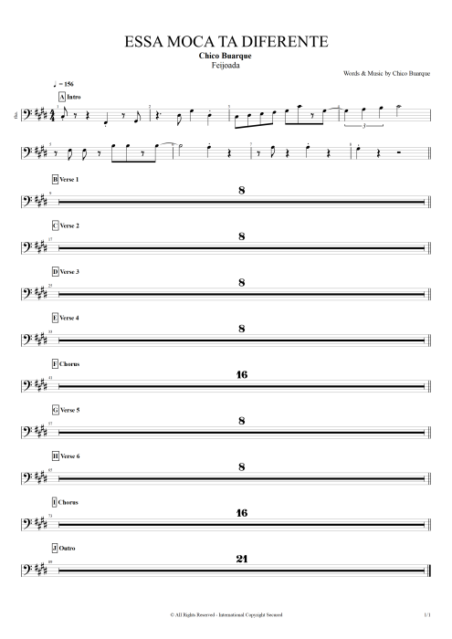 Essa moça tà diferente Chico Buarque guitar pro tab Tuba Full Score mysongbook