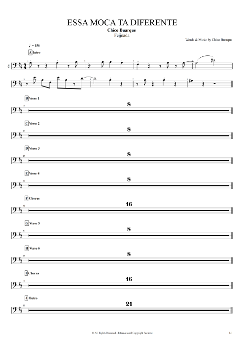 Essa moça tà diferente Chico Buarque guitar pro tab Trombone Full Score mysongbook