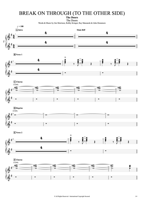 Break on Through (to the Other Side) The Doors guitar pro tab Organ Full Score mysongbook