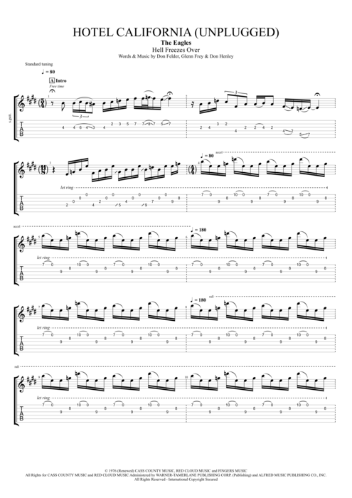 Hotel California (Unplugged) The Eagles guitar pro tab AGuitarIII Full Score mysongbook