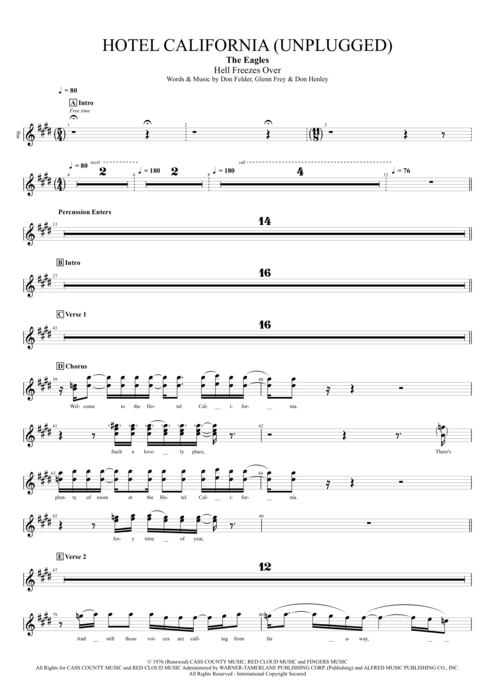Hotel California (Unplugged) The Eagles guitar pro tab BackVoc Full Score mysongbook