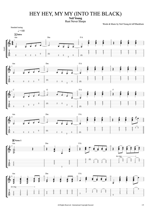 Hey Hey, My My (Into the Black) Neil Young guitar pro tab EGuitarI Full Score mysongbook