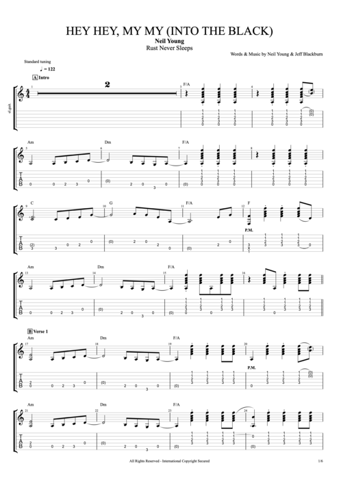 Hey Hey, My My (Into the Black) Neil Young guitar pro tab EGuitarII Full Score mysongbook