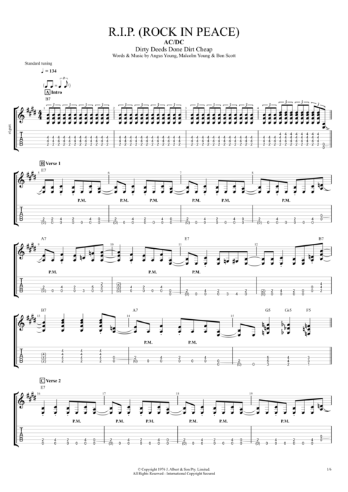 R.I.P. (Rock in Peace) AC/DC guitar pro tab EGuitarI Full Score mysongbook